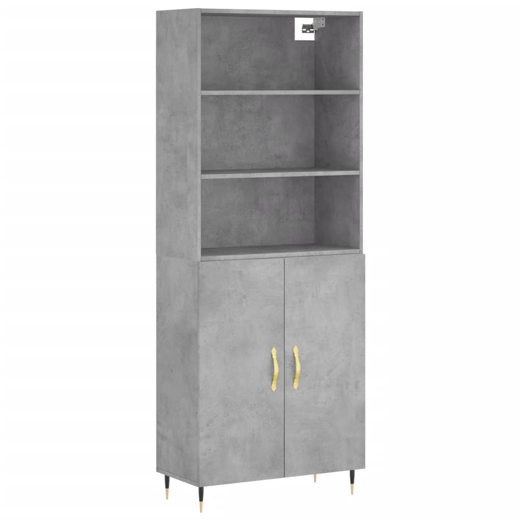 Buffet haut Gris béton 69,5x34x180 cm Bois d'ingénierie - XIOS