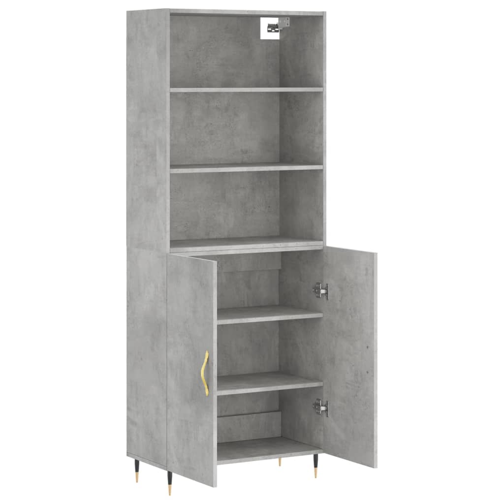 Buffet haut Gris béton 69,5x34x180 cm Bois d'ingénierie - XIOS