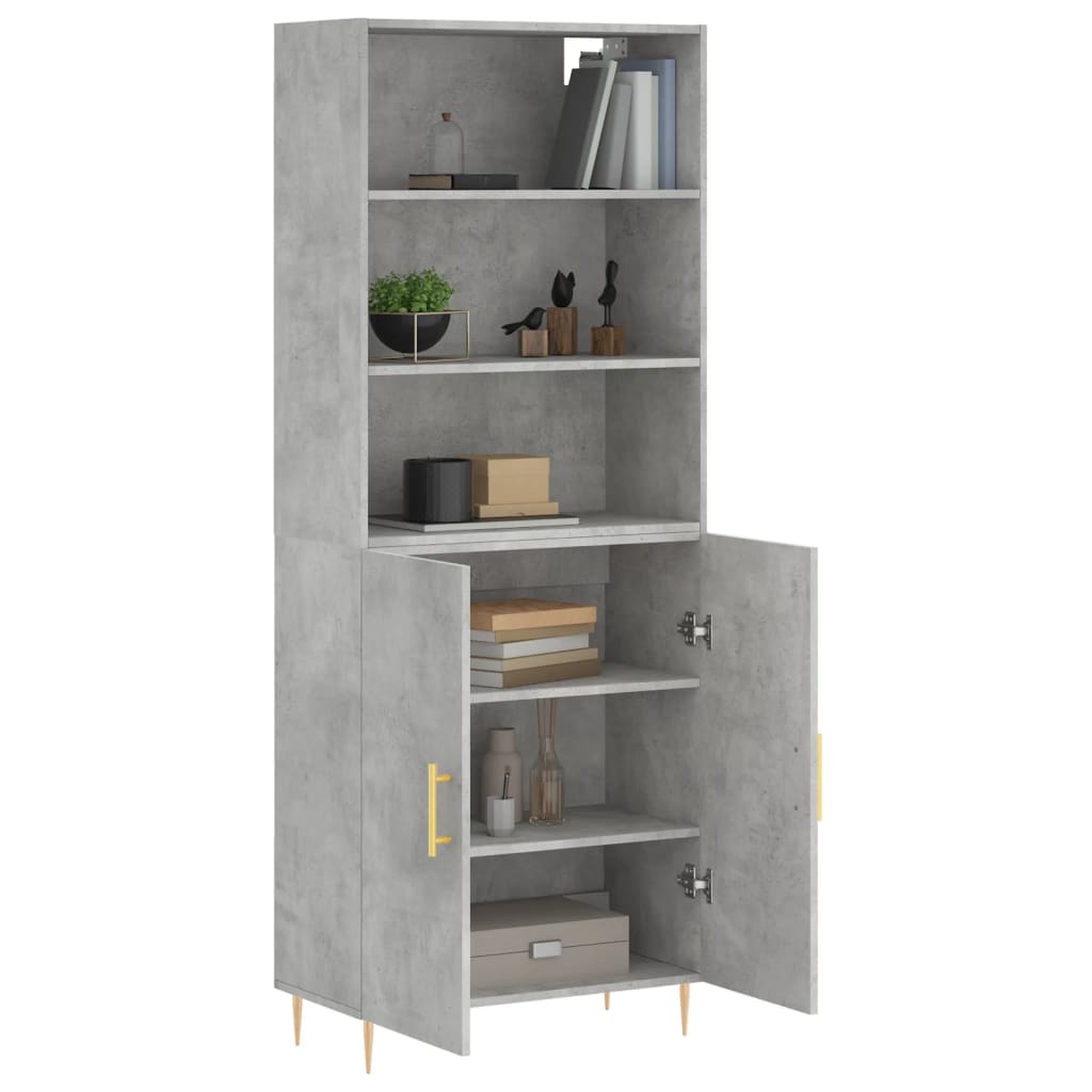 Buffet haut Gris béton 69,5x34x180 cm Bois d'ingénierie - XIOS