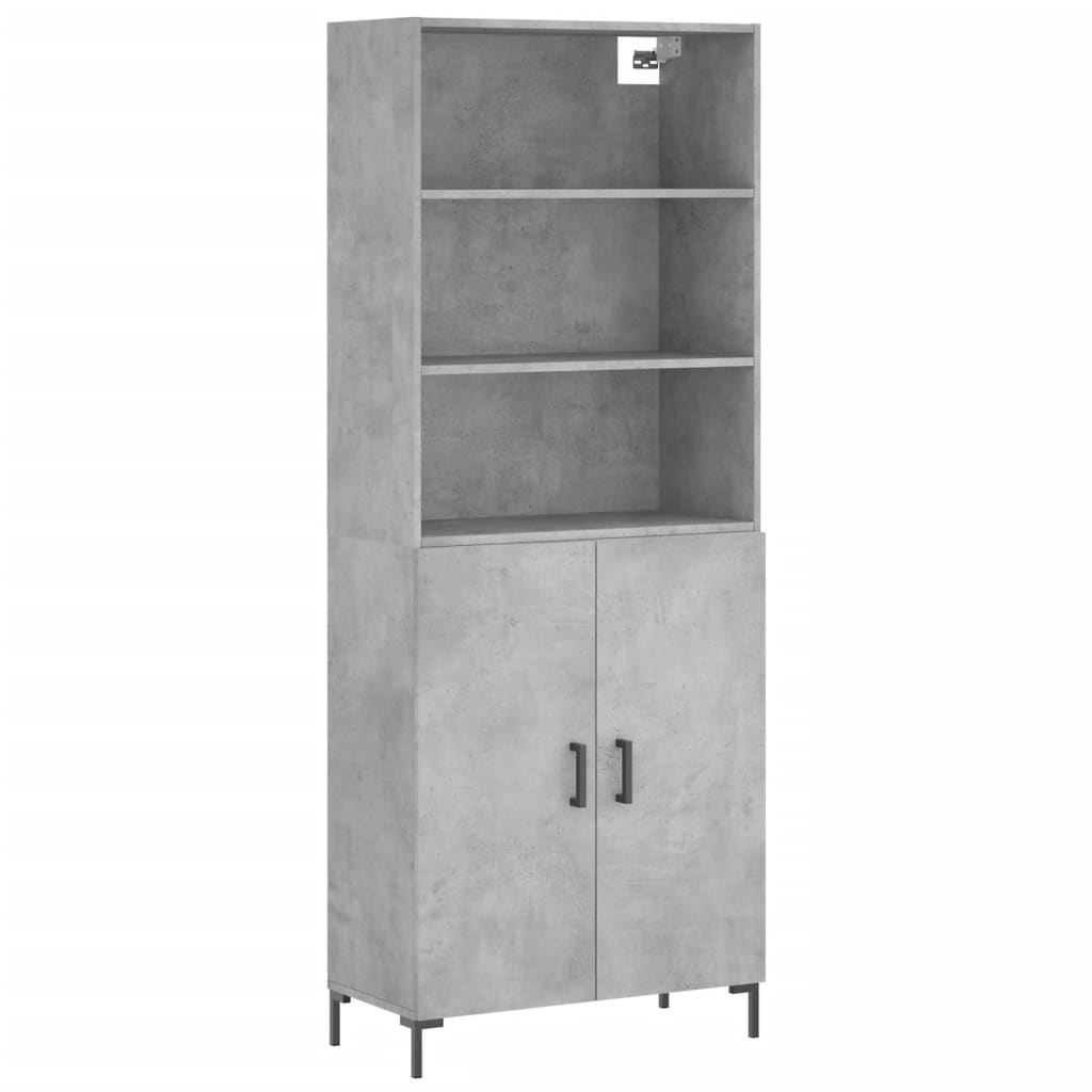 Buffet haut Gris béton 69,5x34x180 cm Bois d'ingénierie - XIOS
