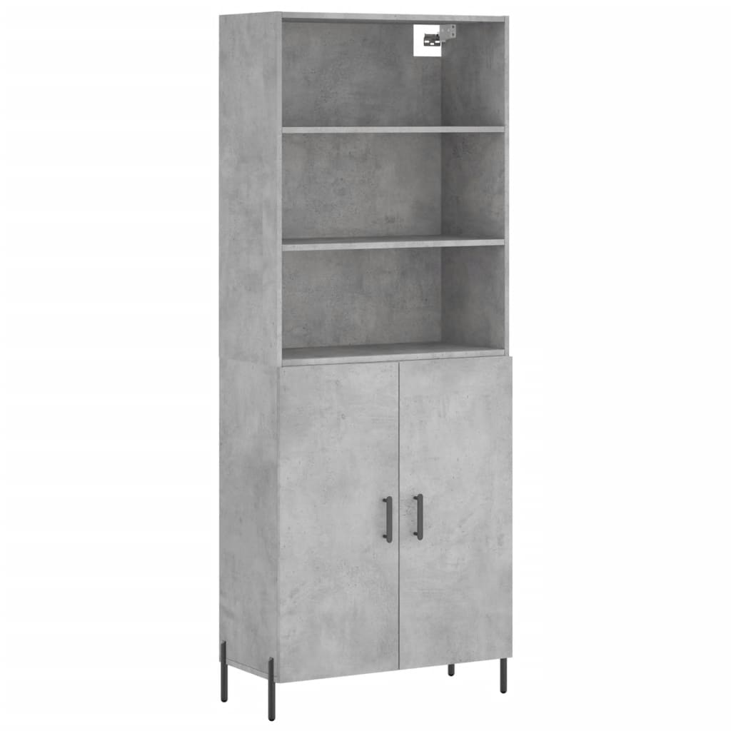 Buffet haut Gris béton 69,5x34x180 cm Bois d'ingénierie - XIOS