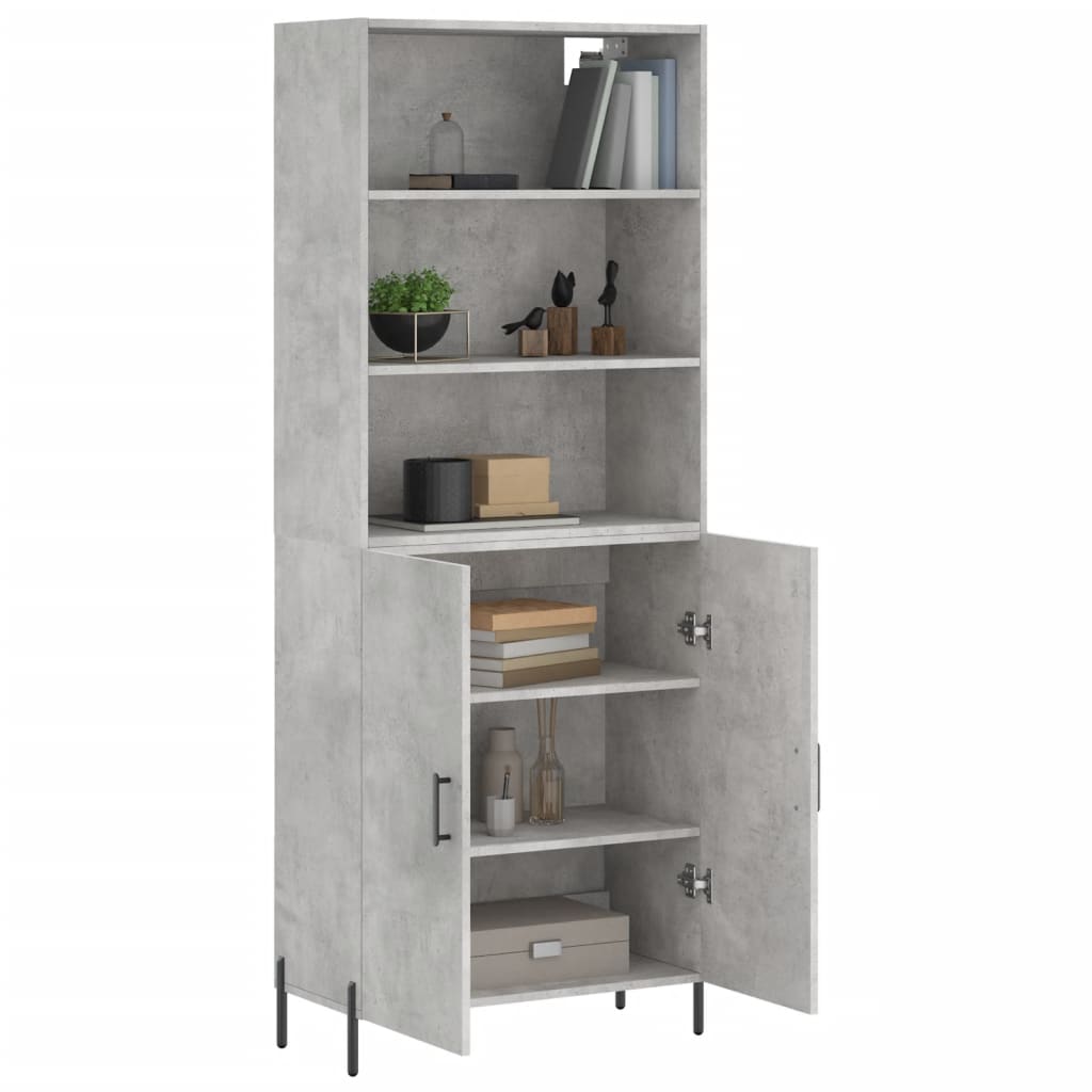 Buffet haut Gris béton 69,5x34x180 cm Bois d'ingénierie - XIOS