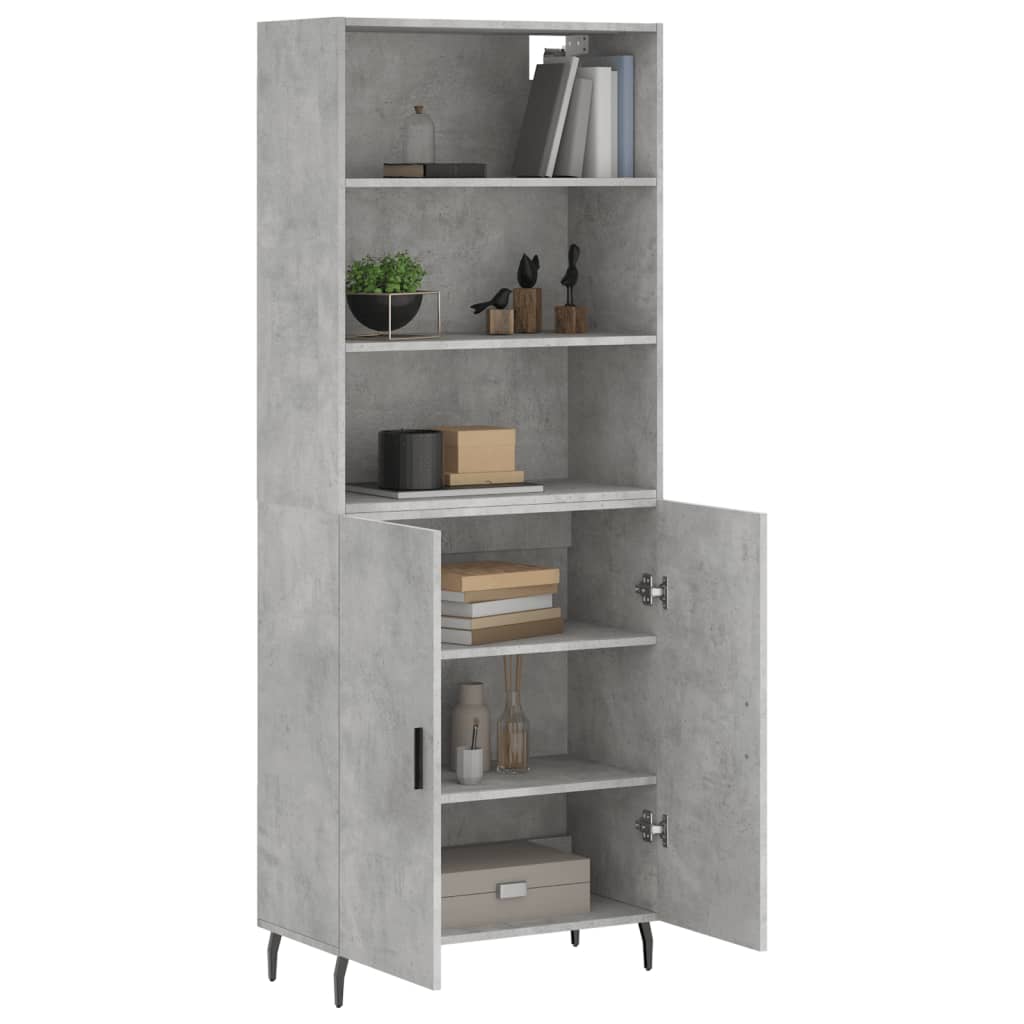 Buffet haut Gris béton 69,5x34x180 cm Bois d'ingénierie - XIOS