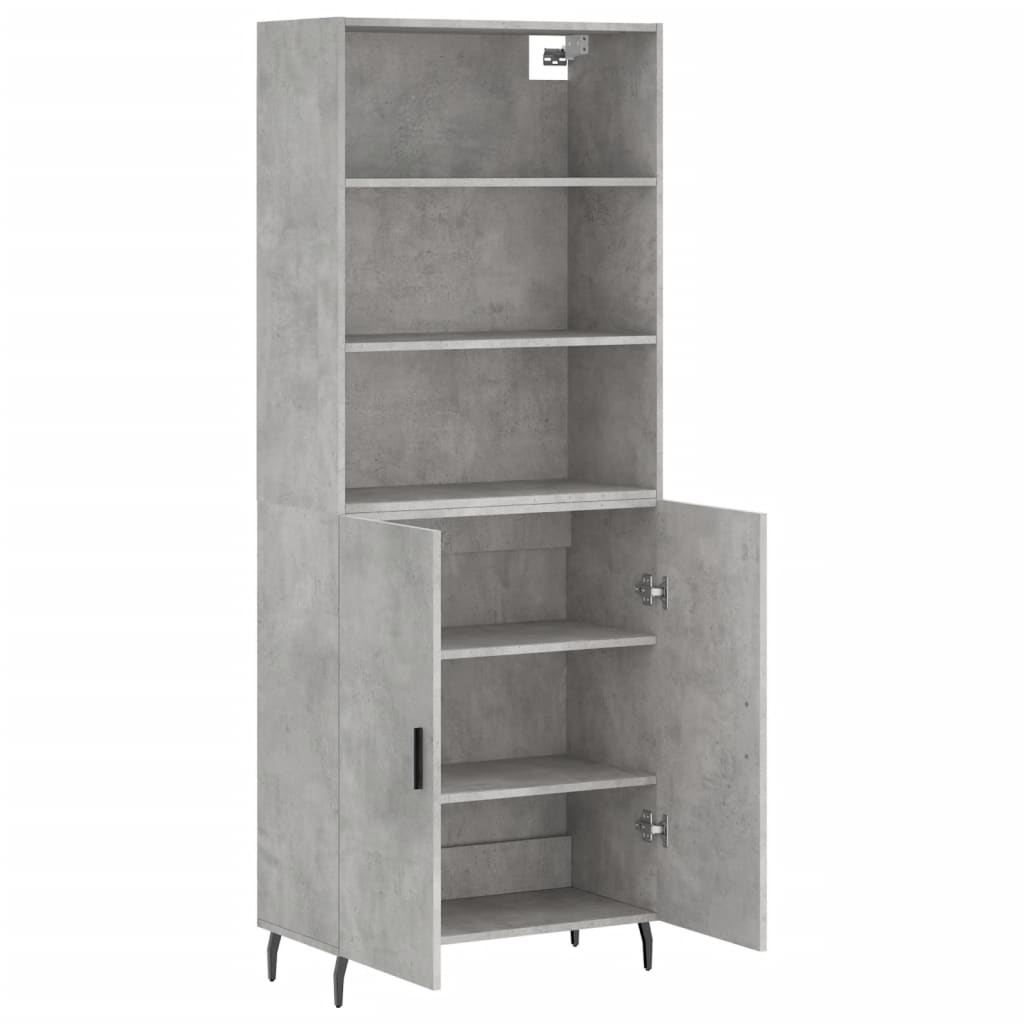 Buffet haut Gris béton 69,5x34x180 cm Bois d'ingénierie - XIOS