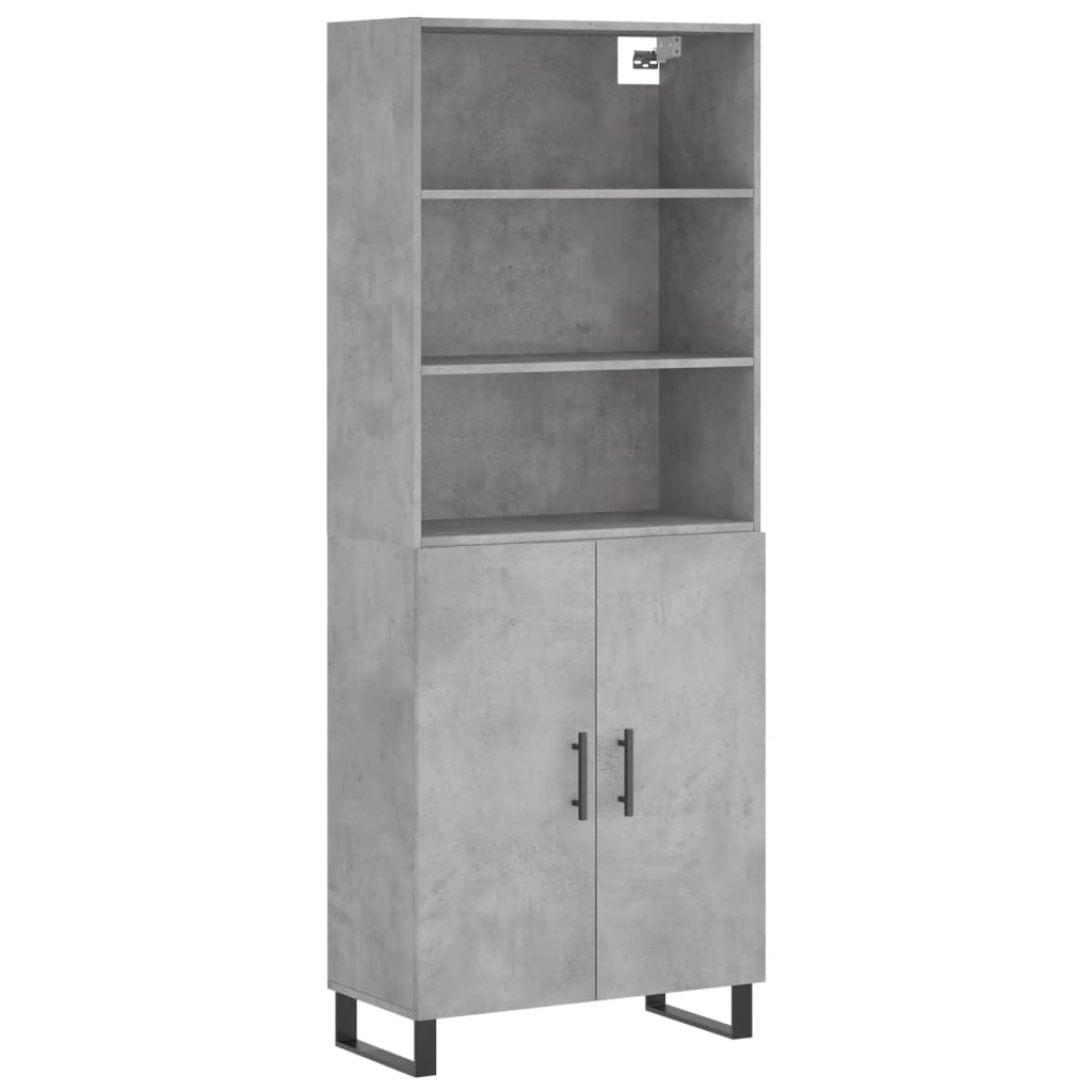 Buffet haut Gris béton 69,5x34x180 cm Bois d'ingénierie - XIOS