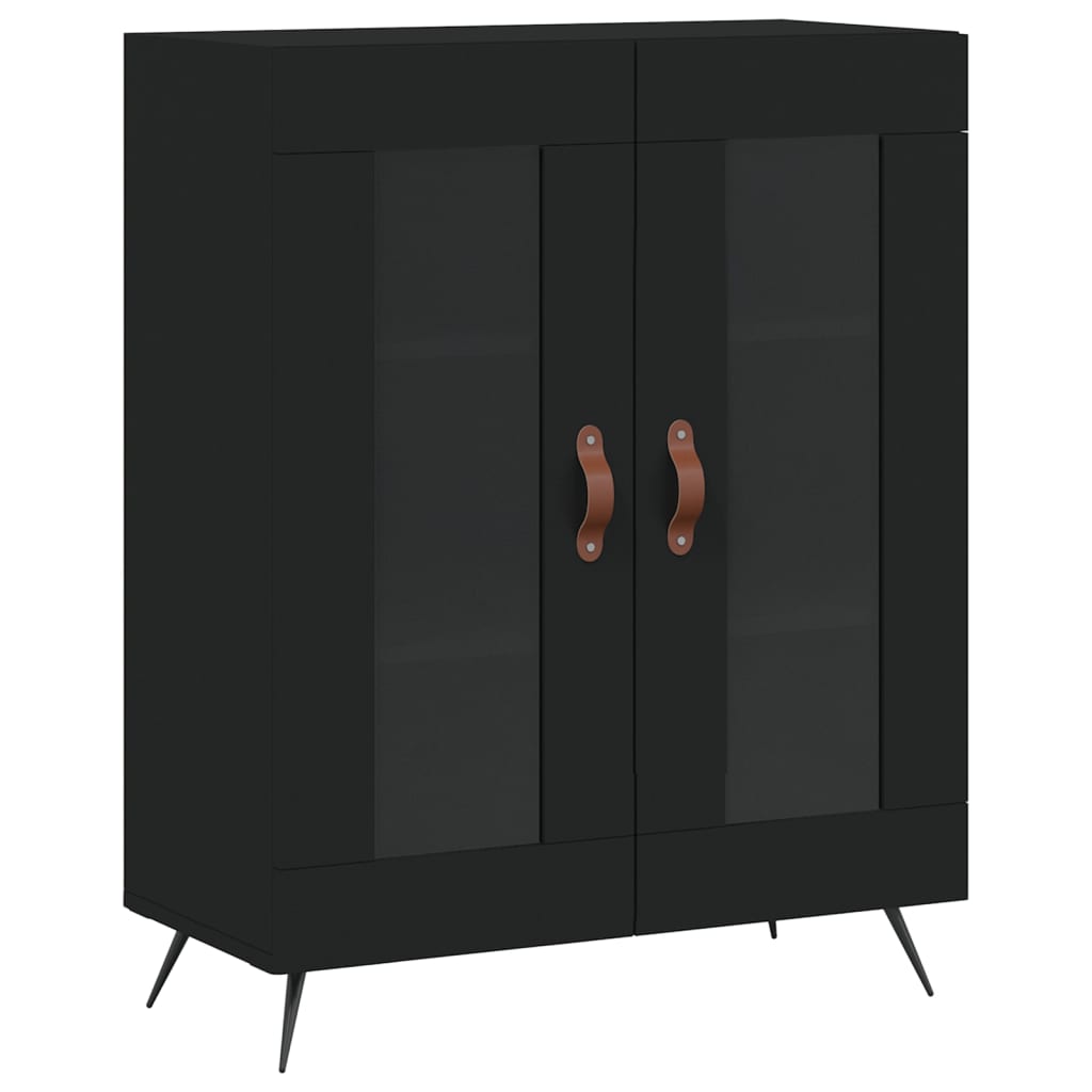Buffet haut Noir 69,5x34x180 cm Bois d'ingénierie - XIOS