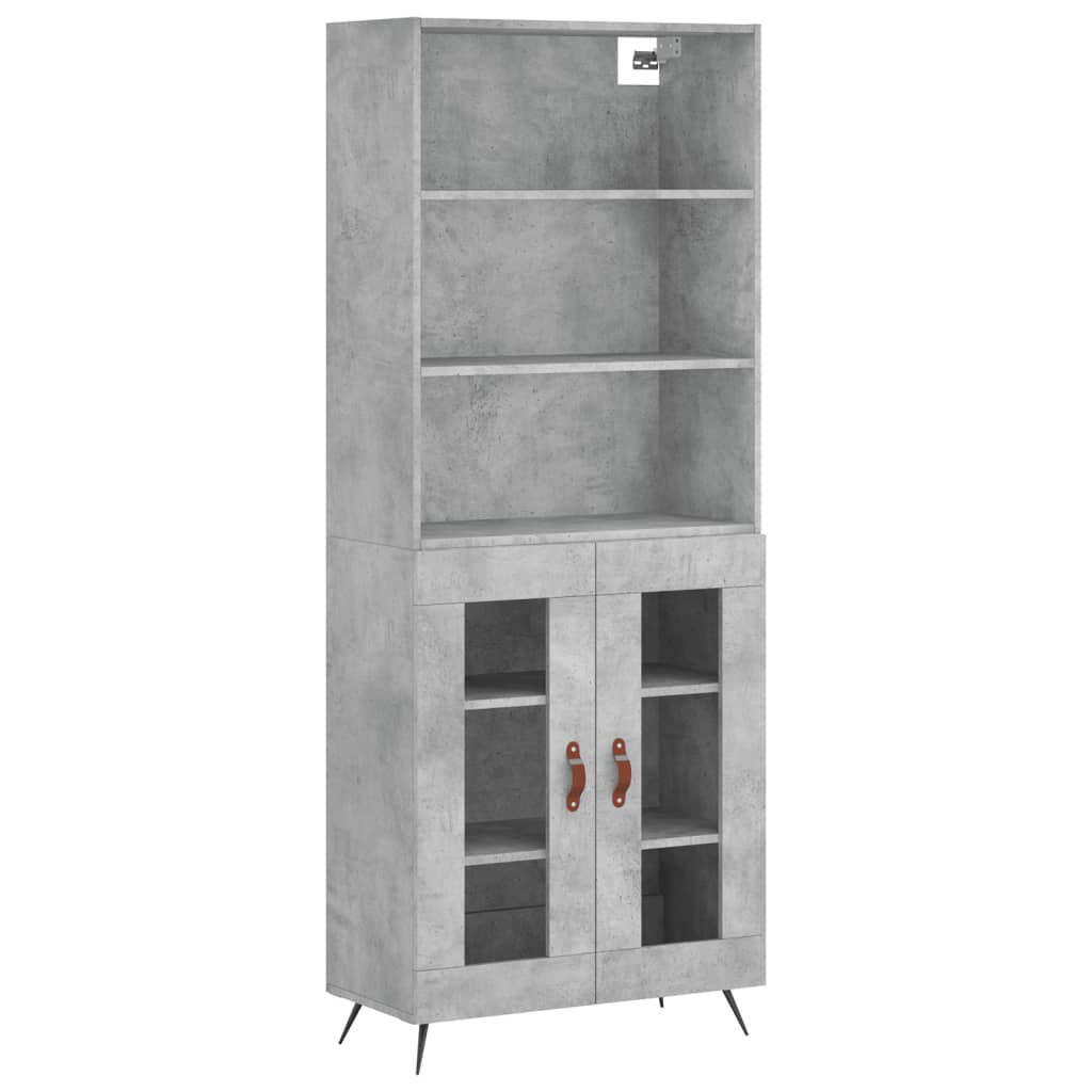 Buffet haut Gris béton 69,5x34x180 cm Bois d'ingénierie - XIOS