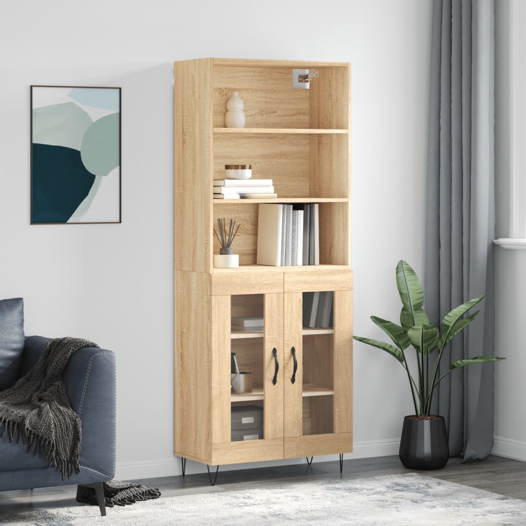 Buffet haut Chêne sonoma 69,5x34x180 cm Bois d'ingénierie - XIOS