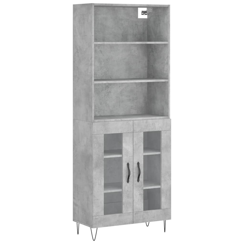 Buffet haut Gris béton 69,5x34x180 cm Bois d'ingénierie - XIOS
