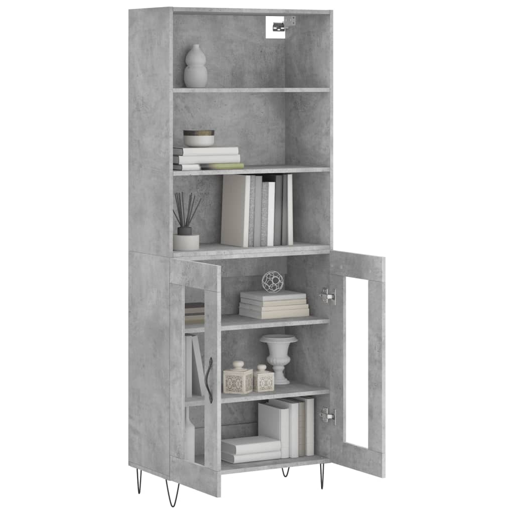 Buffet haut Gris béton 69,5x34x180 cm Bois d'ingénierie - XIOS
