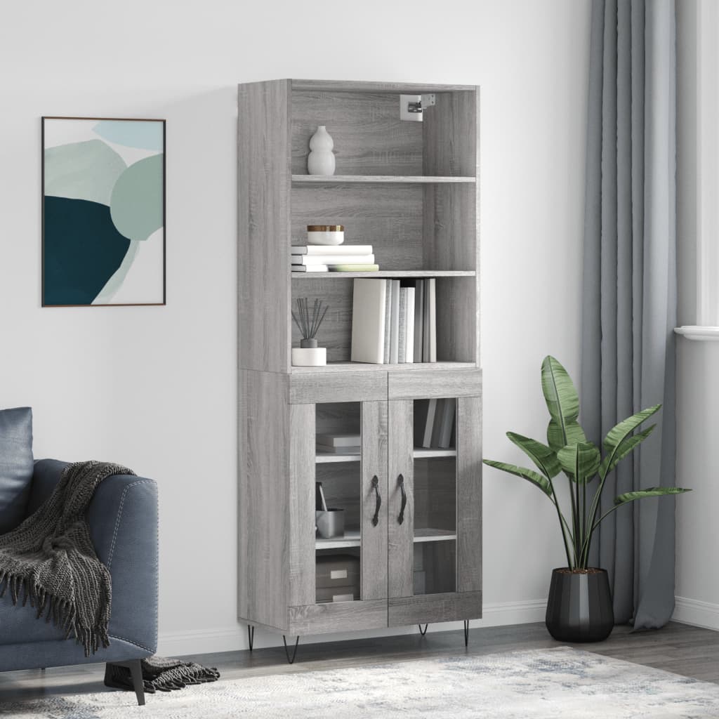 Buffet haut Sonoma gris 69,5x34x180 cm Bois d'ingénierie - XIOS