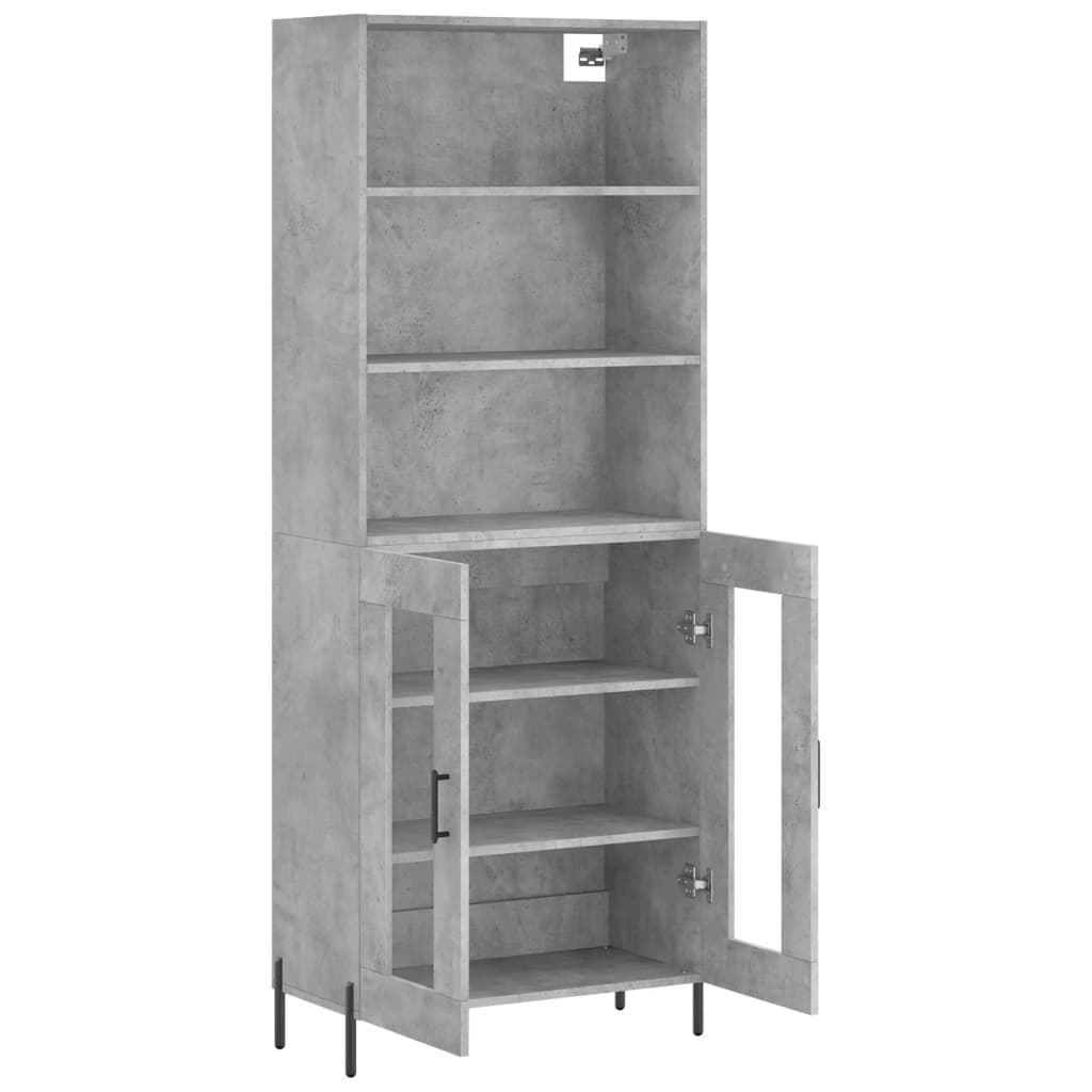 Buffet haut Gris béton 69,5x34x180 cm Bois d'ingénierie - XIOS