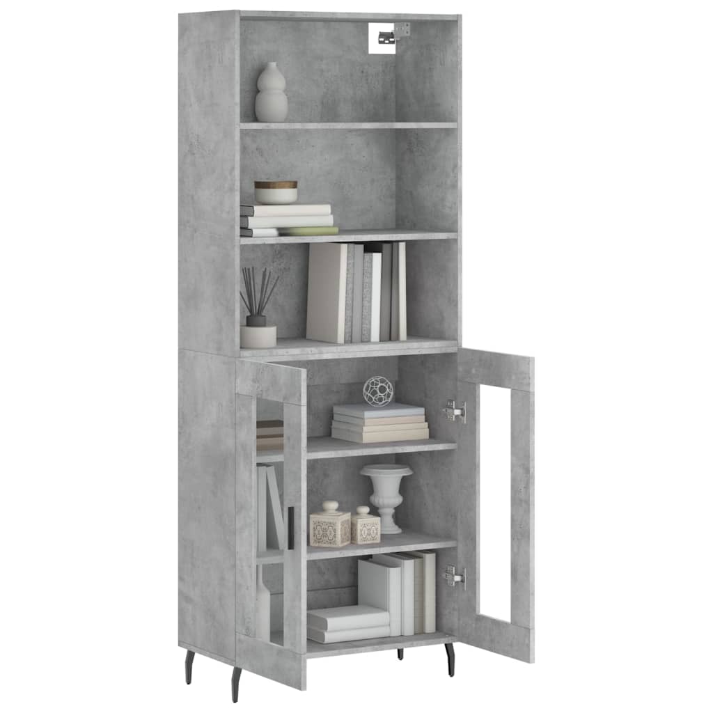 Buffet haut Gris béton 69,5x34x180 cm Bois d'ingénierie - XIOS
