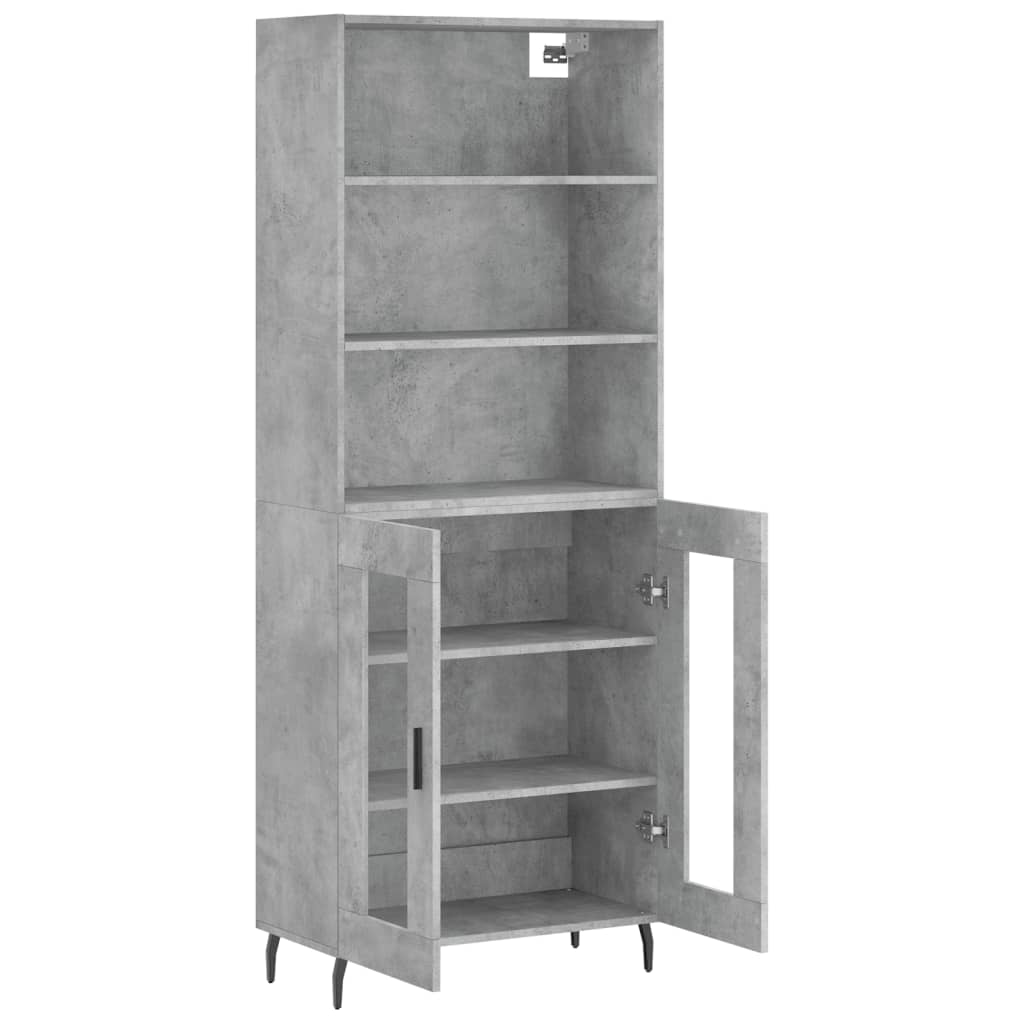 Buffet haut Gris béton 69,5x34x180 cm Bois d'ingénierie - XIOS