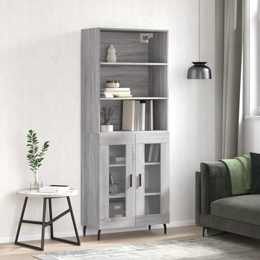 Buffet haut Sonoma gris 69,5x34x180 cm Bois d'ingénierie - XIOS