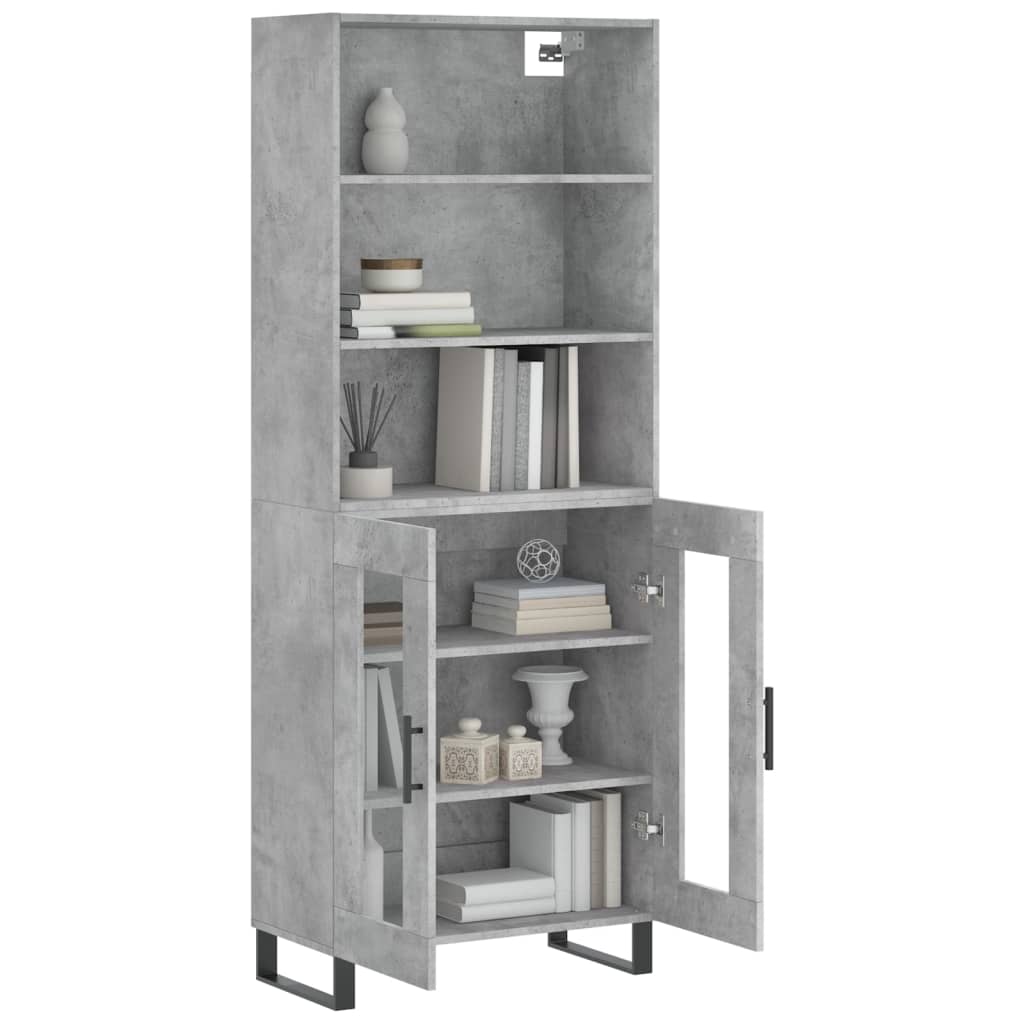 Buffet haut Gris béton 69,5x34x180 cm Bois d'ingénierie - XIOS