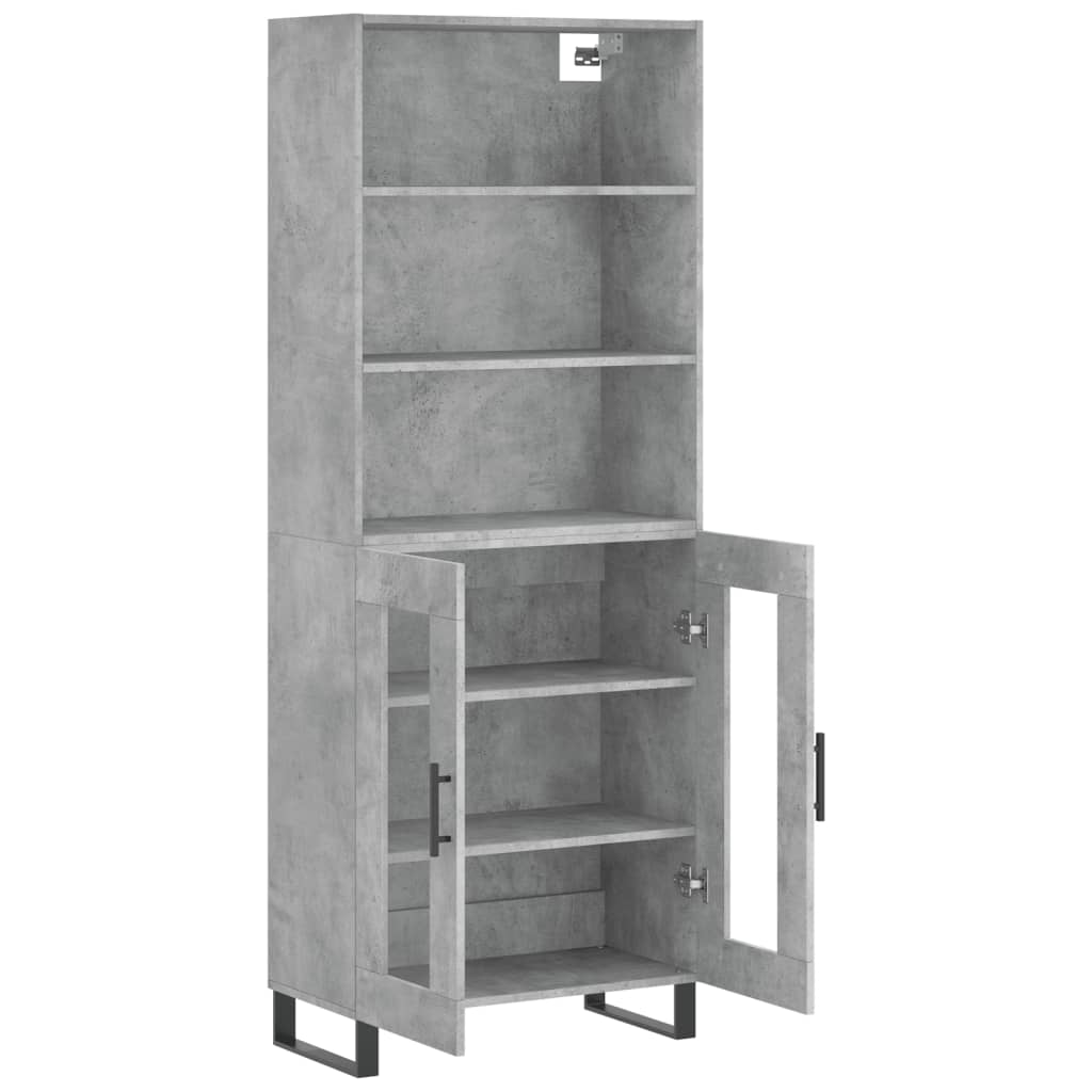 Buffet haut Gris béton 69,5x34x180 cm Bois d'ingénierie - XIOS