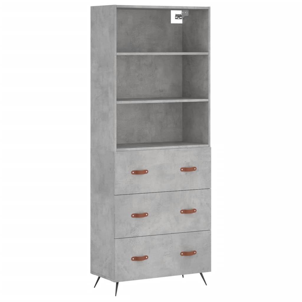 Buffet haut Gris béton 69,5x34x180 cm Bois d'ingénierie - XIOS