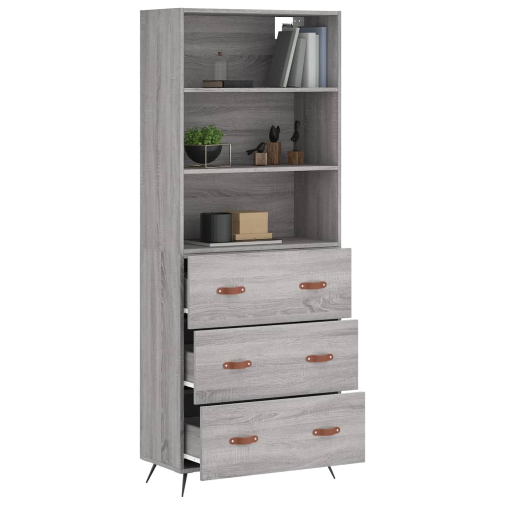 Buffet haut Sonoma gris 69,5x34x180 cm Bois d'ingénierie - XIOS