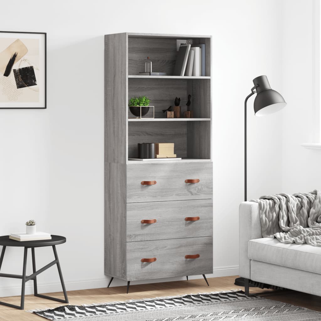 Buffet haut Sonoma gris 69,5x34x180 cm Bois d'ingénierie - XIOS