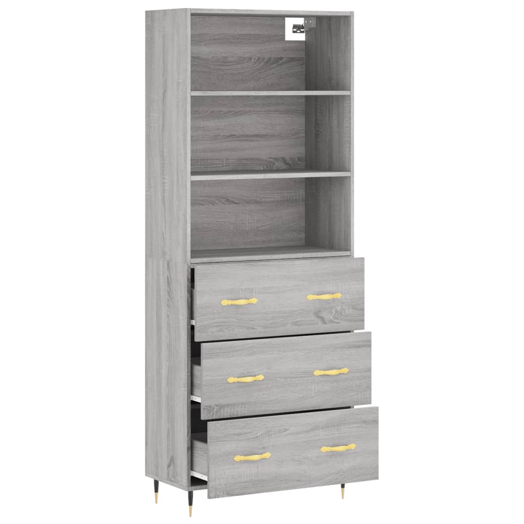 Buffet haut Sonoma gris 69,5x34x180 cm Bois d'ingénierie - XIOS