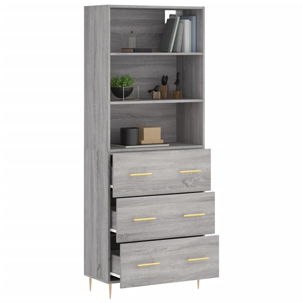 Buffet haut Sonoma gris 69,5x34x180 cm Bois d'ingénierie - XIOS