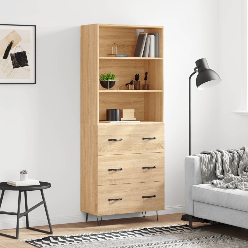 Buffet haut Chêne sonoma 69,5x34x180 cm Bois d'ingénierie - XIOS