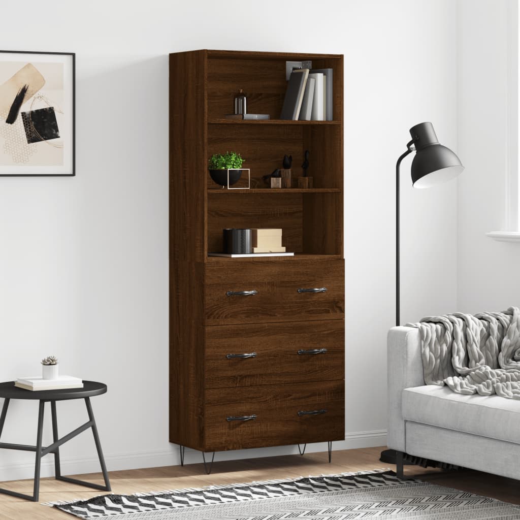 Buffet haut Chêne marron 69,5x34x180 cm Bois d'ingénierie - XIOS