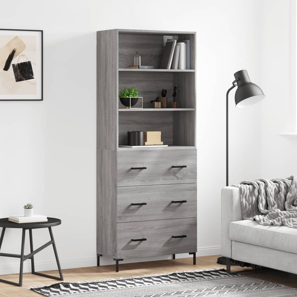 Buffet haut Sonoma gris 69,5x34x180 cm Bois d'ingénierie - XIOS