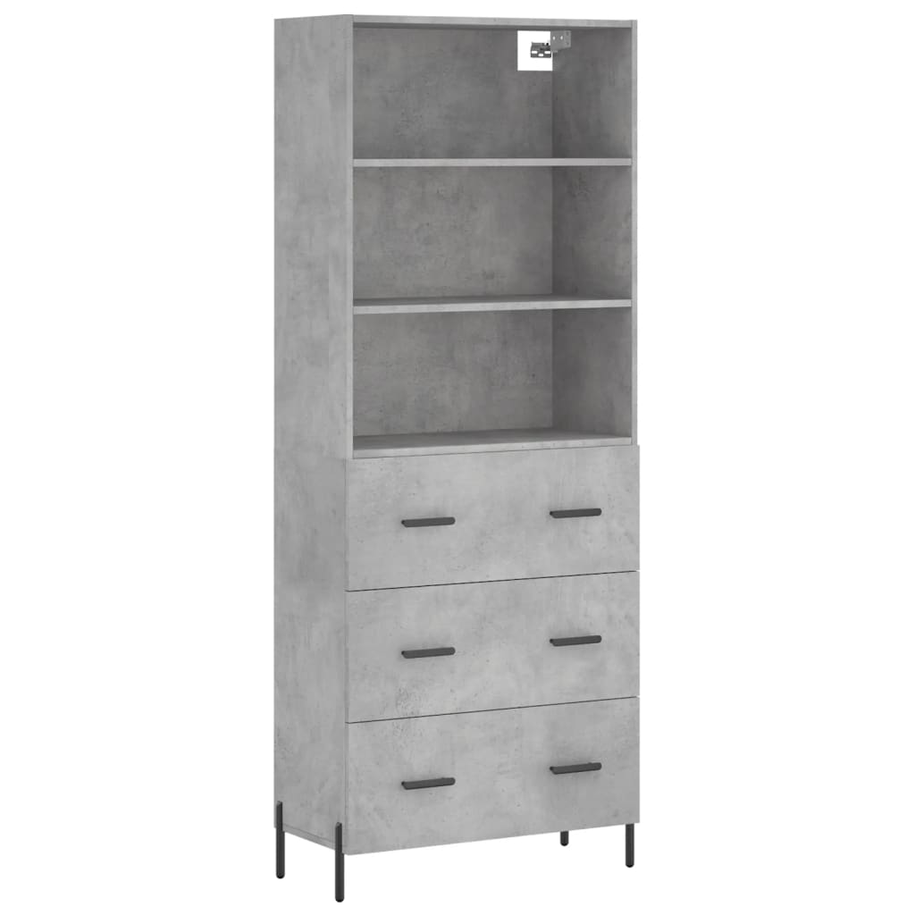 Buffet haut Gris béton 69,5x34x180 cm Bois d'ingénierie - XIOS