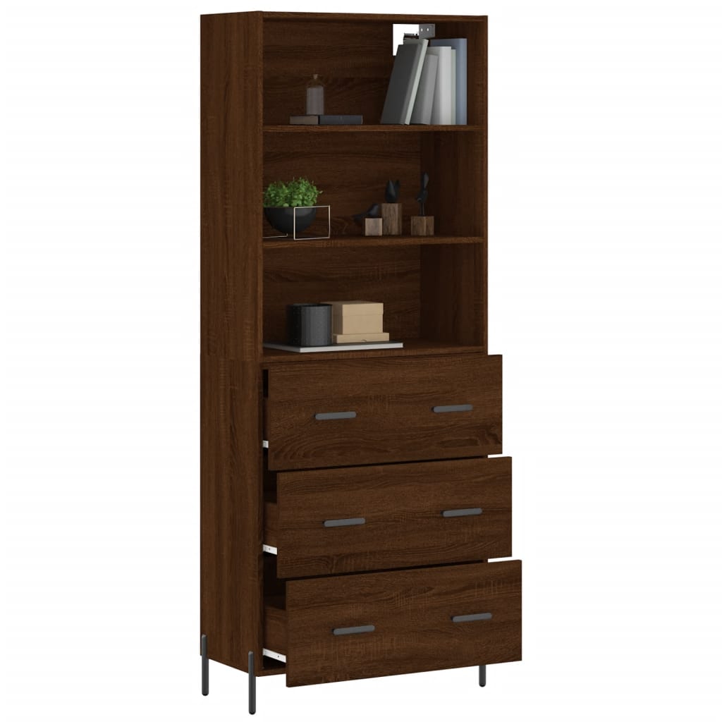 Buffet haut Chêne marron 69,5x34x180 cm Bois d'ingénierie - XIOS