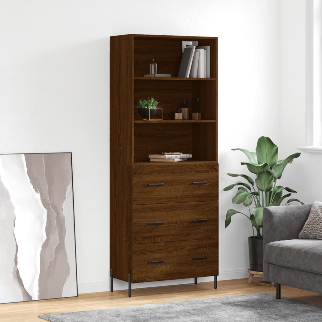 Buffet haut Chêne marron 69,5x34x180 cm Bois d'ingénierie - XIOS