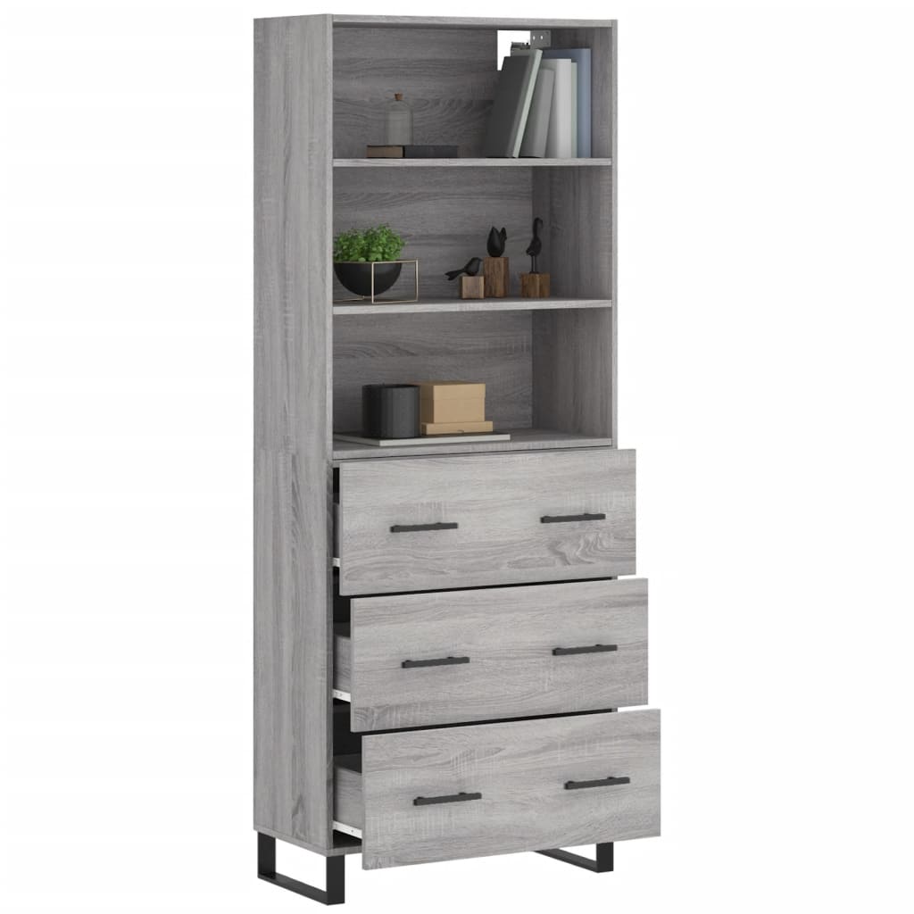 Buffet haut Sonoma gris 69,5x34x180 cm Bois d'ingénierie - XIOS