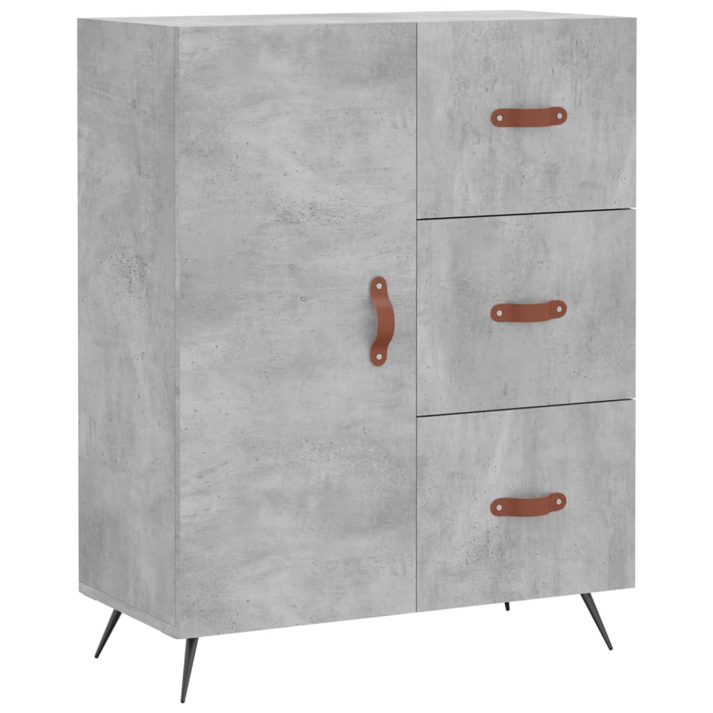 Buffet haut Gris béton 69,5x34x180 cm Bois d'ingénierie - XIOS