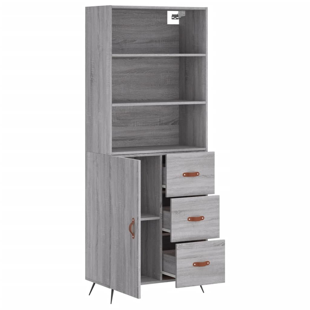 Buffet haut Sonoma gris 69,5x34x180 cm Bois d'ingénierie - XIOS