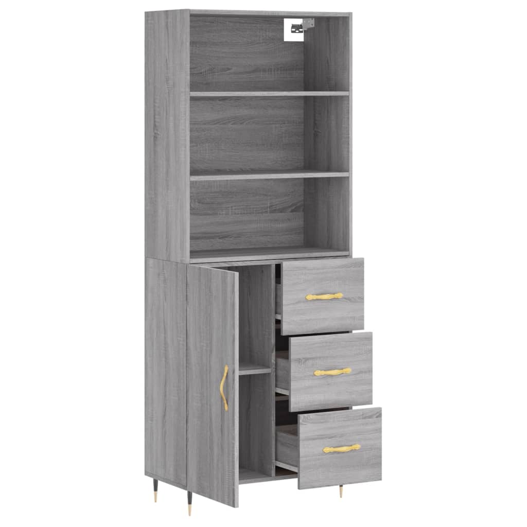 Buffet haut Sonoma gris 69,5x34x180 cm Bois d'ingénierie - XIOS