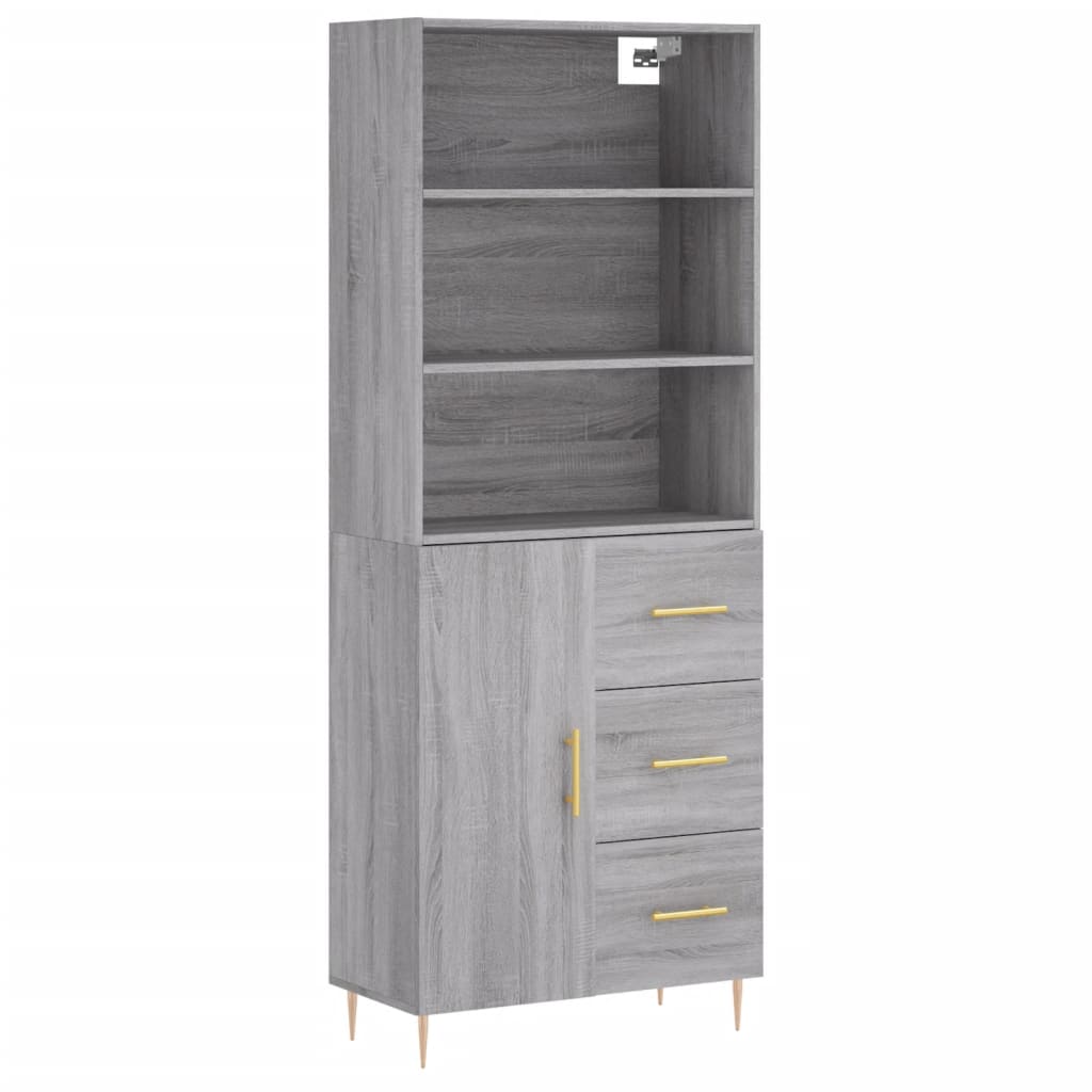 Buffet haut Sonoma gris 69,5x34x180 cm Bois d'ingénierie - XIOS