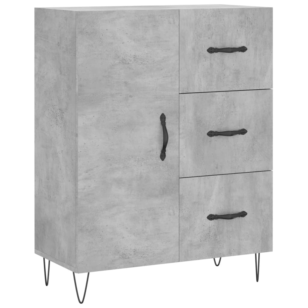 Buffet haut Gris béton 69,5x34x180 cm Bois d'ingénierie - XIOS
