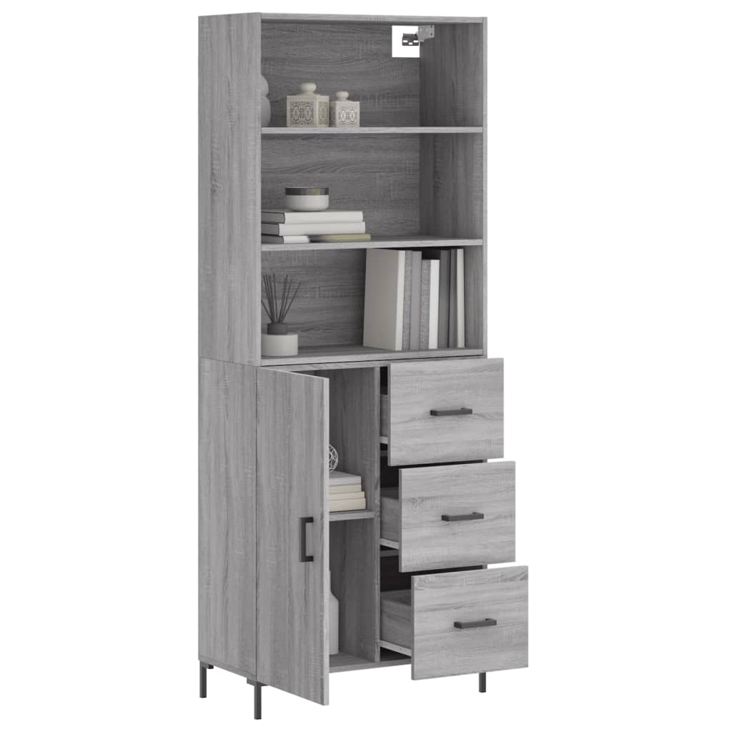 Buffet haut Sonoma gris 69,5x34x180 cm Bois d'ingénierie - XIOS