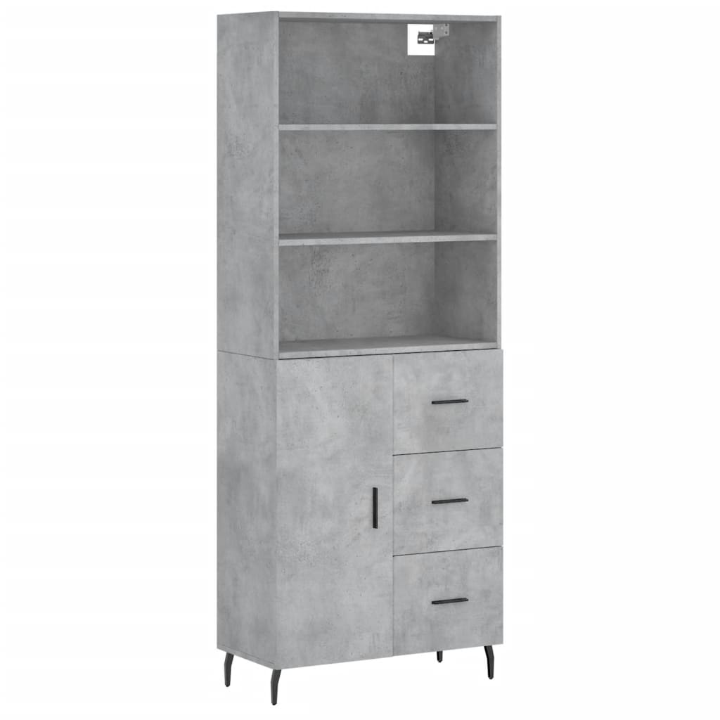 Buffet haut Gris béton 69,5x34x180 cm Bois d'ingénierie - XIOS