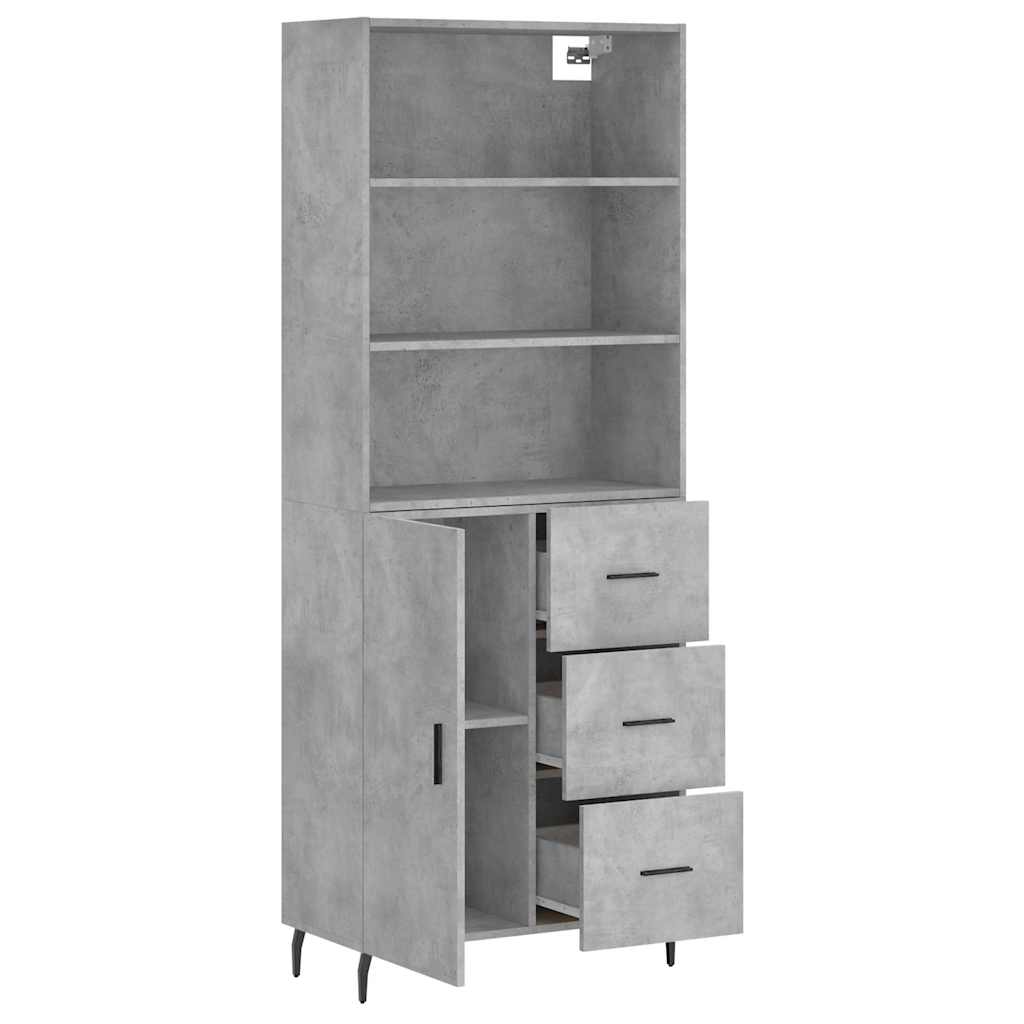 Buffet haut Gris béton 69,5x34x180 cm Bois d'ingénierie - XIOS