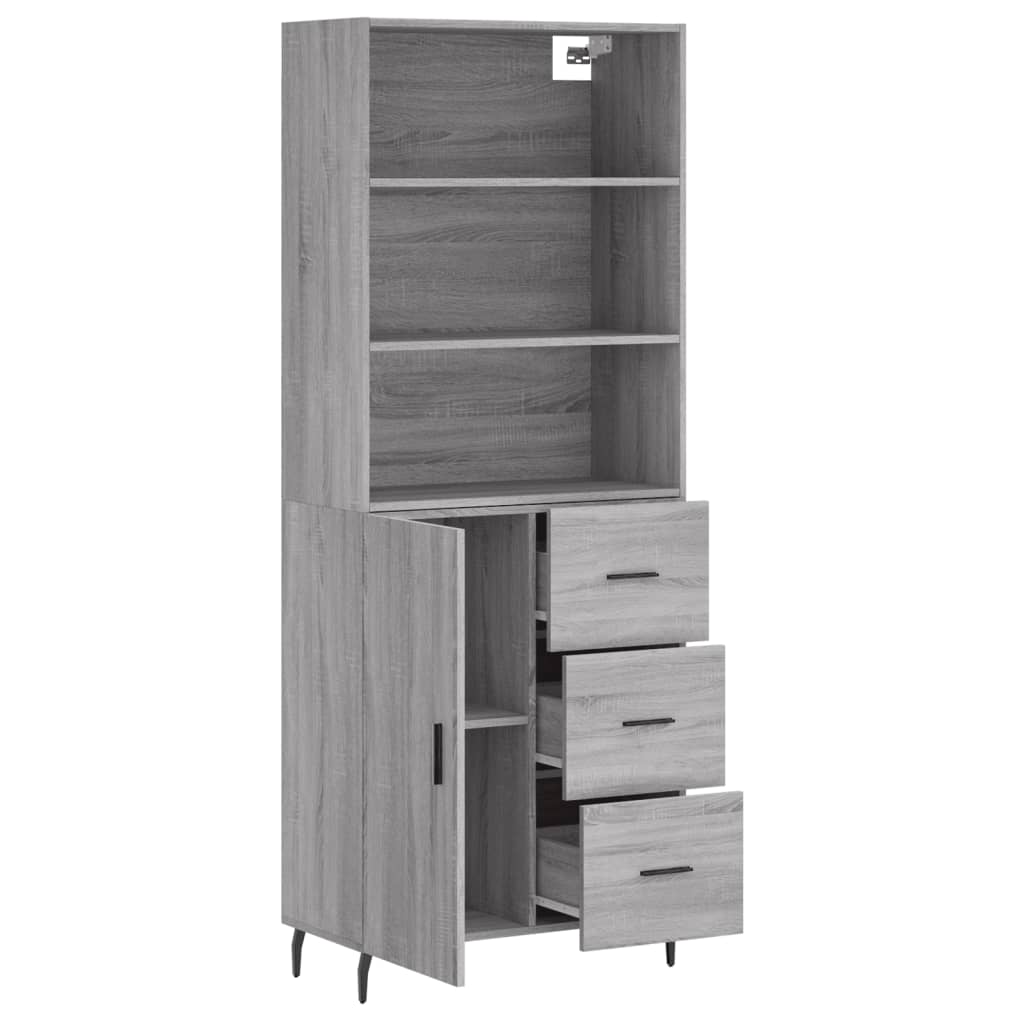 Buffet haut Sonoma gris 69,5x34x180 cm Bois d'ingénierie - XIOS