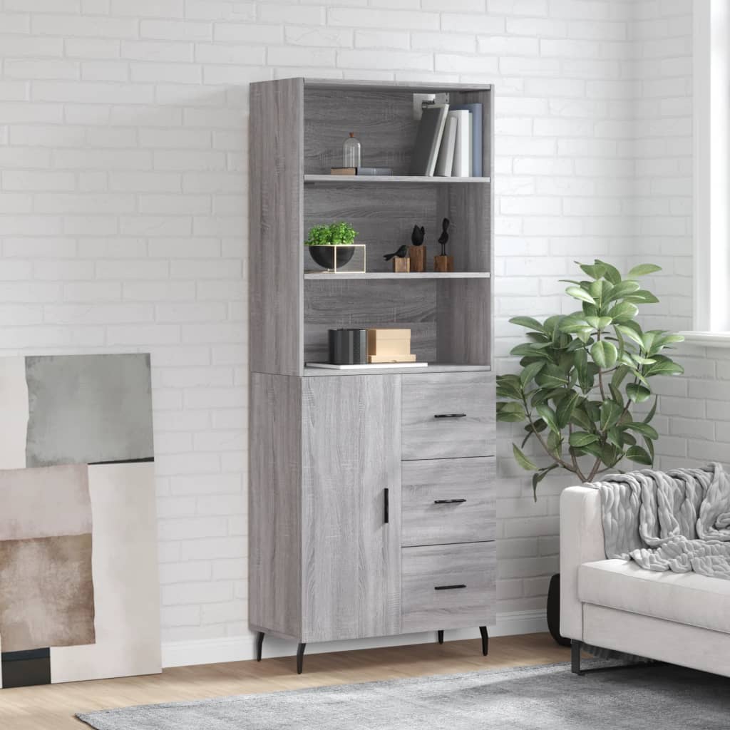 Buffet haut Sonoma gris 69,5x34x180 cm Bois d'ingénierie - XIOS