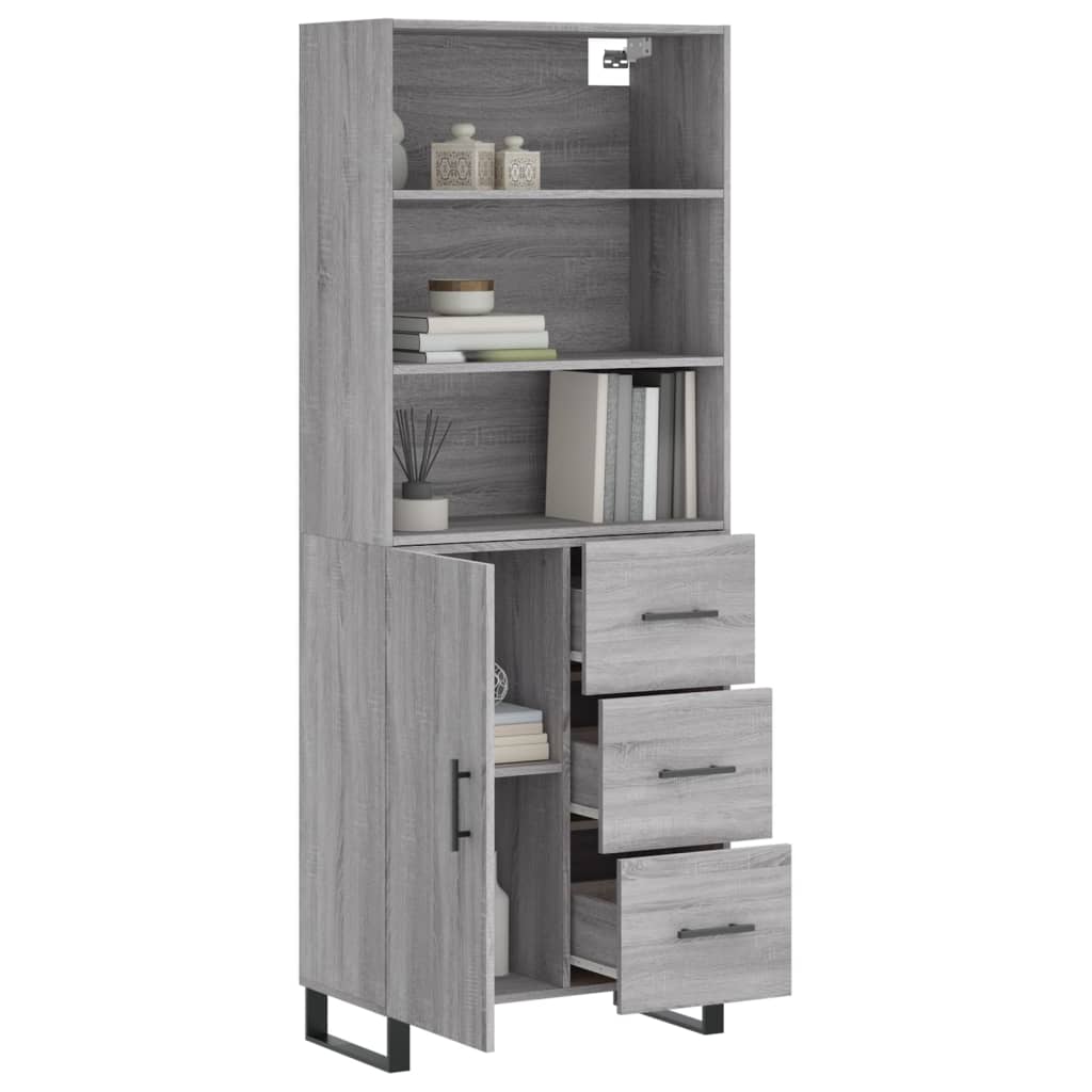 Buffet haut Sonoma gris 69,5x34x180 cm Bois d'ingénierie - XIOS