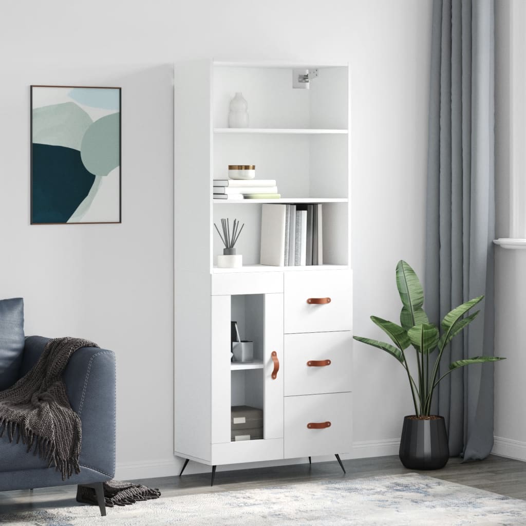 Buffet haut Blanc 69,5x34x180 cm Bois d'ingénierie - XIOS