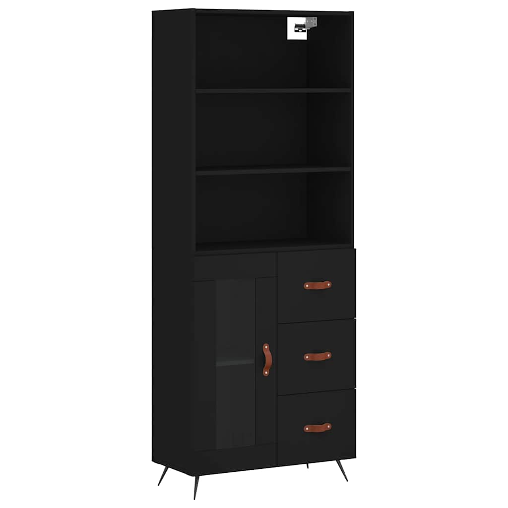 Buffet haut Noir 69,5x34x180 cm Bois d'ingénierie - XIOS