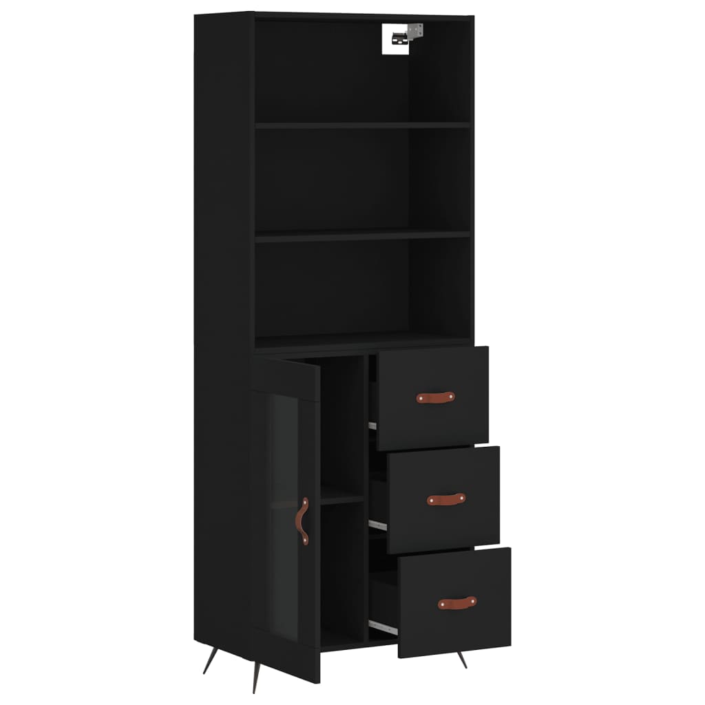 Buffet haut Noir 69,5x34x180 cm Bois d'ingénierie - XIOS