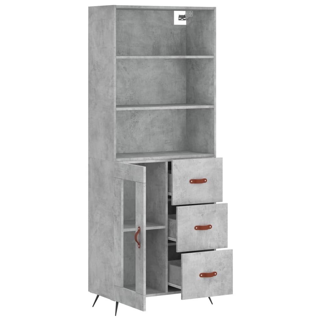 Buffet haut Gris béton 69,5x34x180 cm Bois d'ingénierie - XIOS