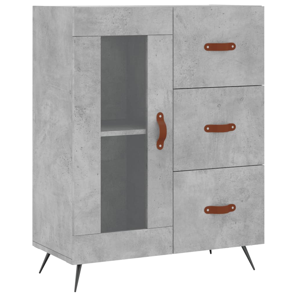 Buffet haut Gris béton 69,5x34x180 cm Bois d'ingénierie - XIOS