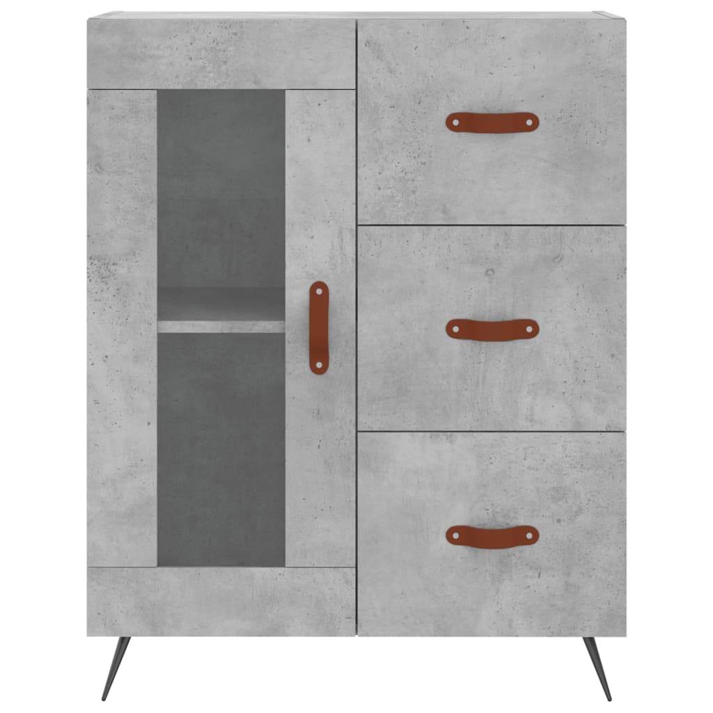 Buffet haut Gris béton 69,5x34x180 cm Bois d'ingénierie - XIOS